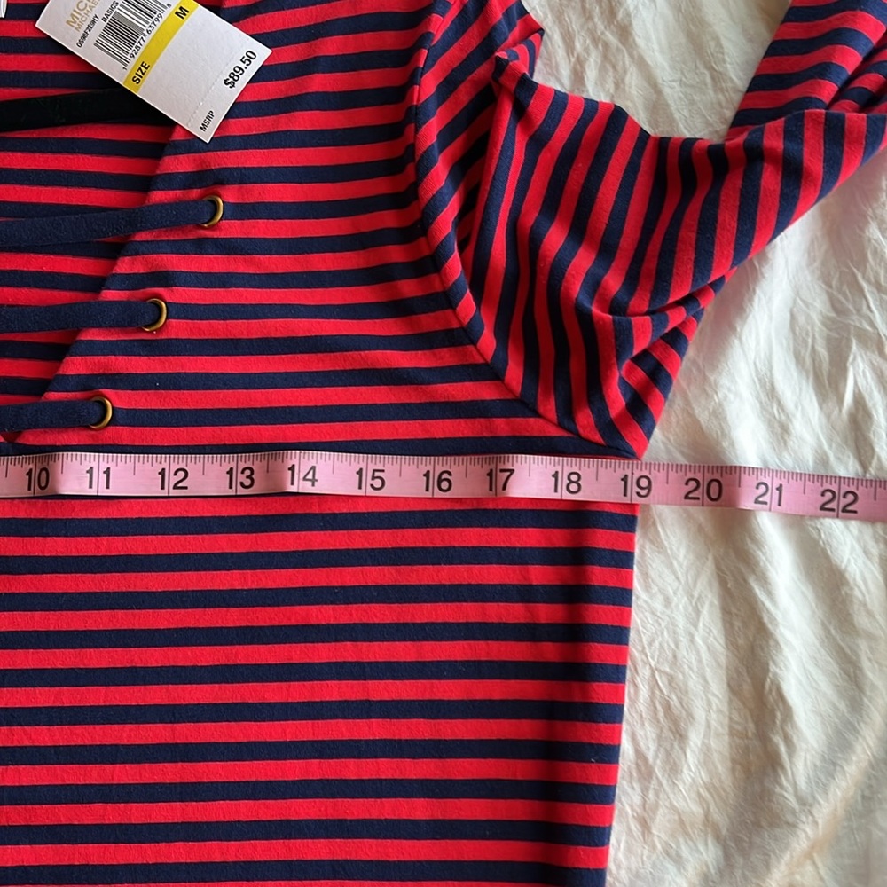 NWT Michael Kors Medium cotton long sleeve dress, navy/red sailor stripe
C - Picture 4 of 6
